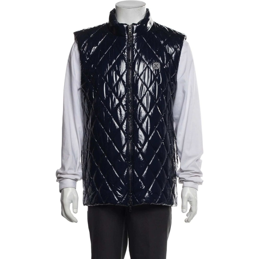 G/FORE Mens Quilted Glossy‎ Puffer Vest Navy Blue XL G4MF22O11